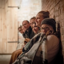 Maria Kapała, Maria Bohdziewicz and others watch the work of ATIS NICHE, Brzezinka, September 2015, photo Maciej Zakrzewski
